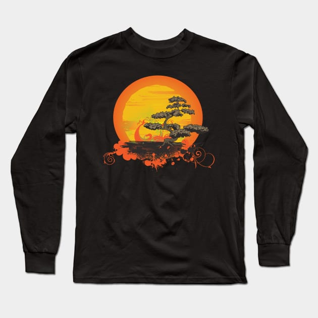 Japanese Bonsai Orange Dawn Long Sleeve T-Shirt by BlackRavenOath